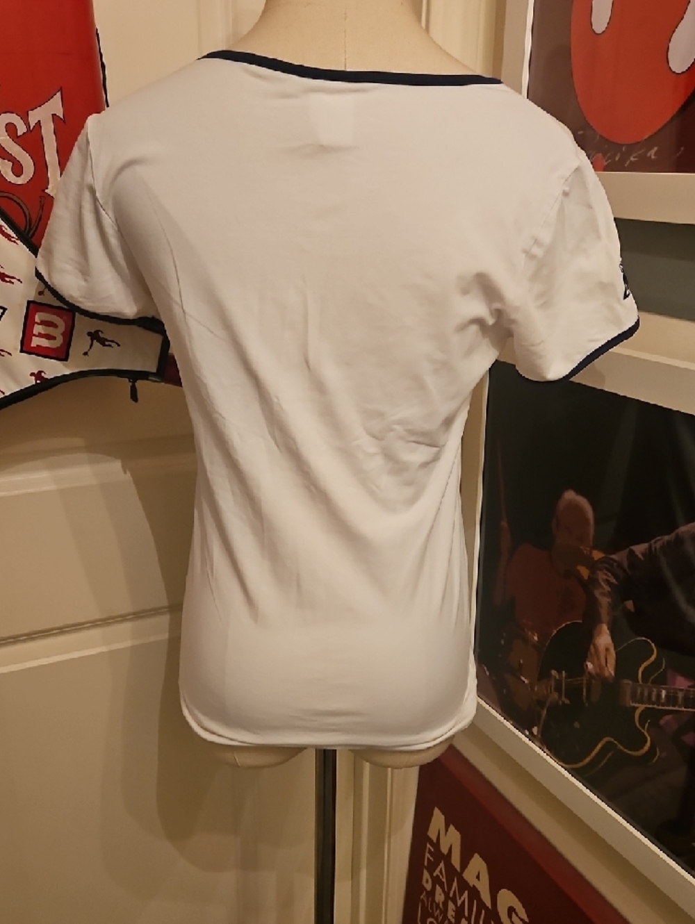 Le Coq Sportif White Tee with Navy Trim and Red Logo - Picture 3 of 4